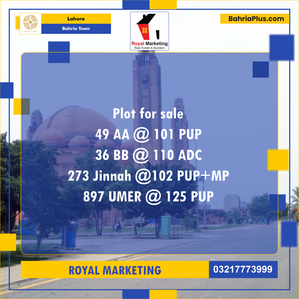 Residential Plot for Sale in Bahria Town, Lahore - (BP-135039)