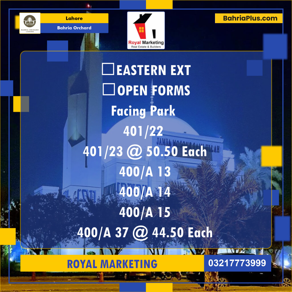 Residential Plot for Sale in Bahria Orchard, Lahore - (BP-135041)