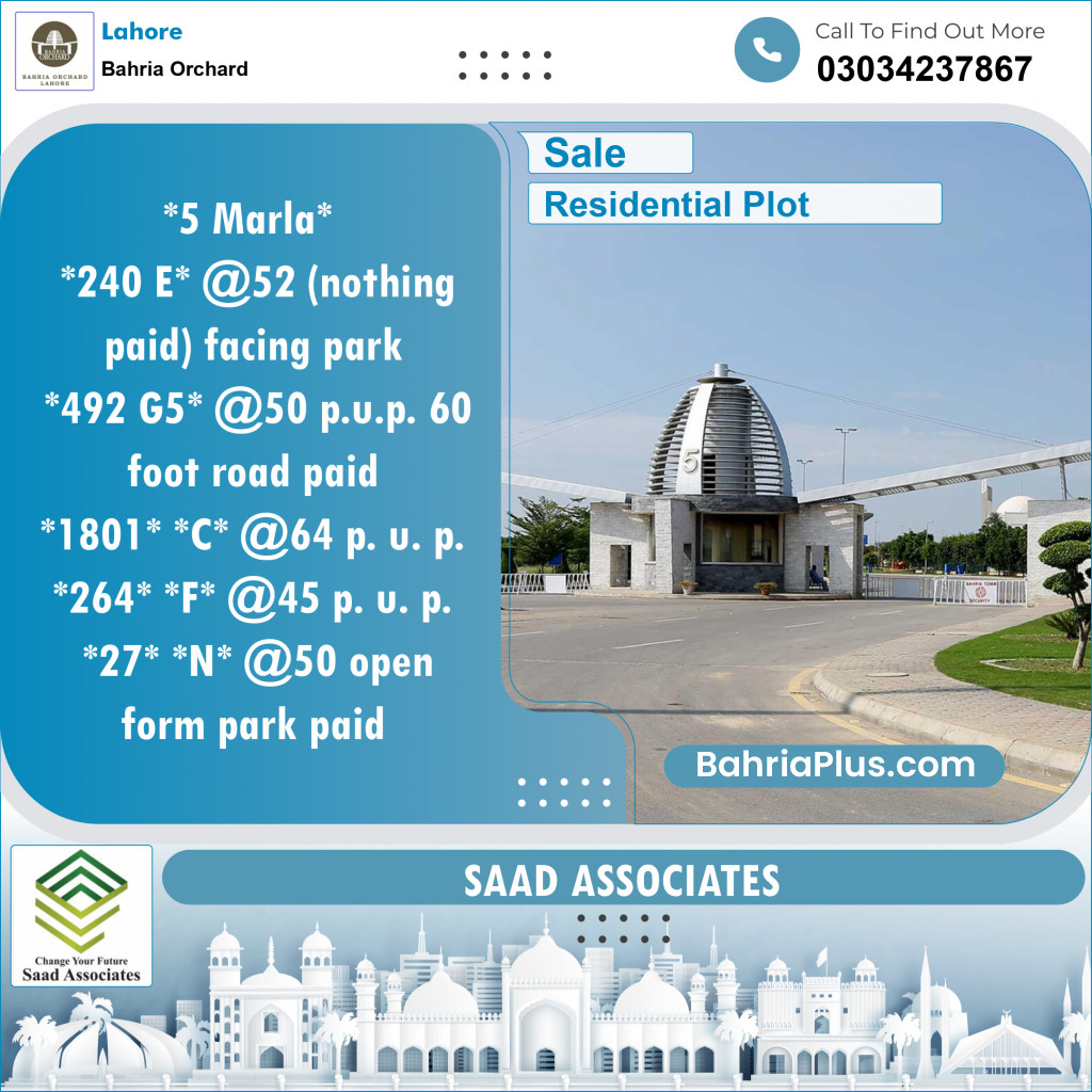 Residential Plot for Sale in Bahria Orchard, Lahore - (BP-135054)