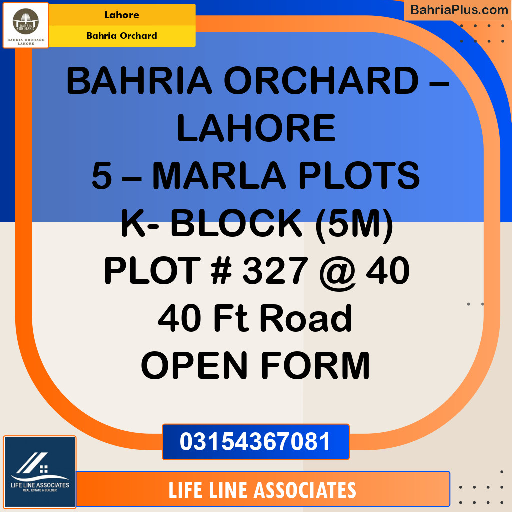 Residential Plot for Sale in Bahria Orchard, Lahore - (BP-135079)