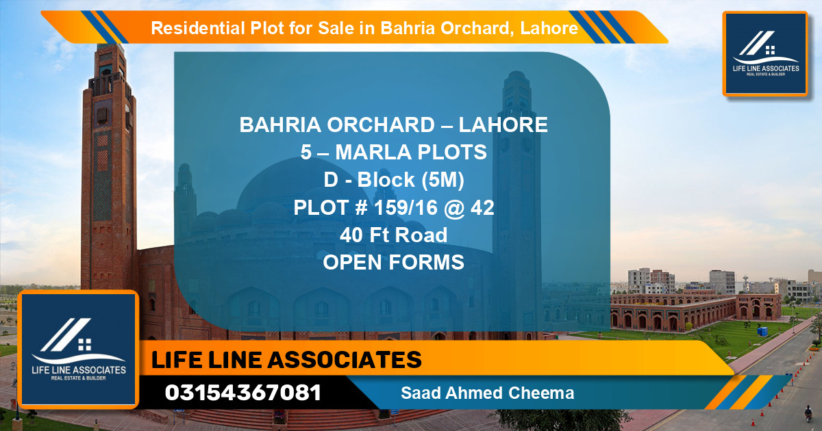 Residential Plot for Sale in Bahria Orchard, Lahore - (BP-135084)