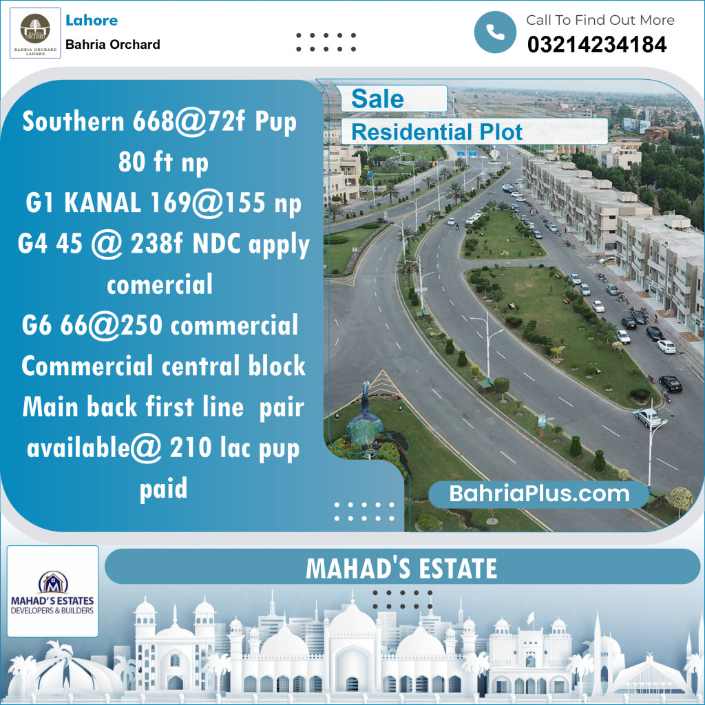 Residential Plot for Sale in Bahria Orchard, Lahore - (BP-135106)