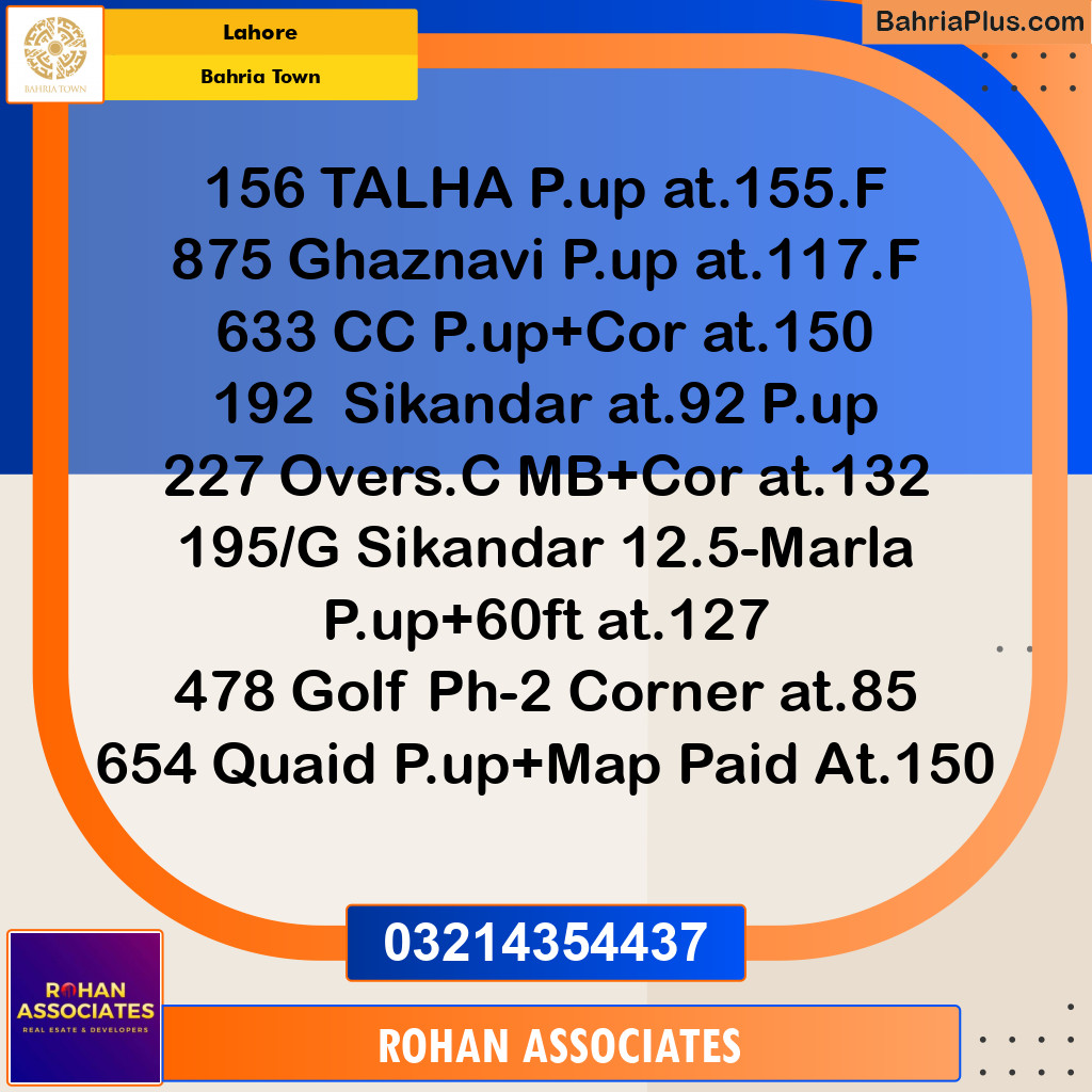 Residential Plot for Sale in Bahria Town, Lahore - (BP-135114)
