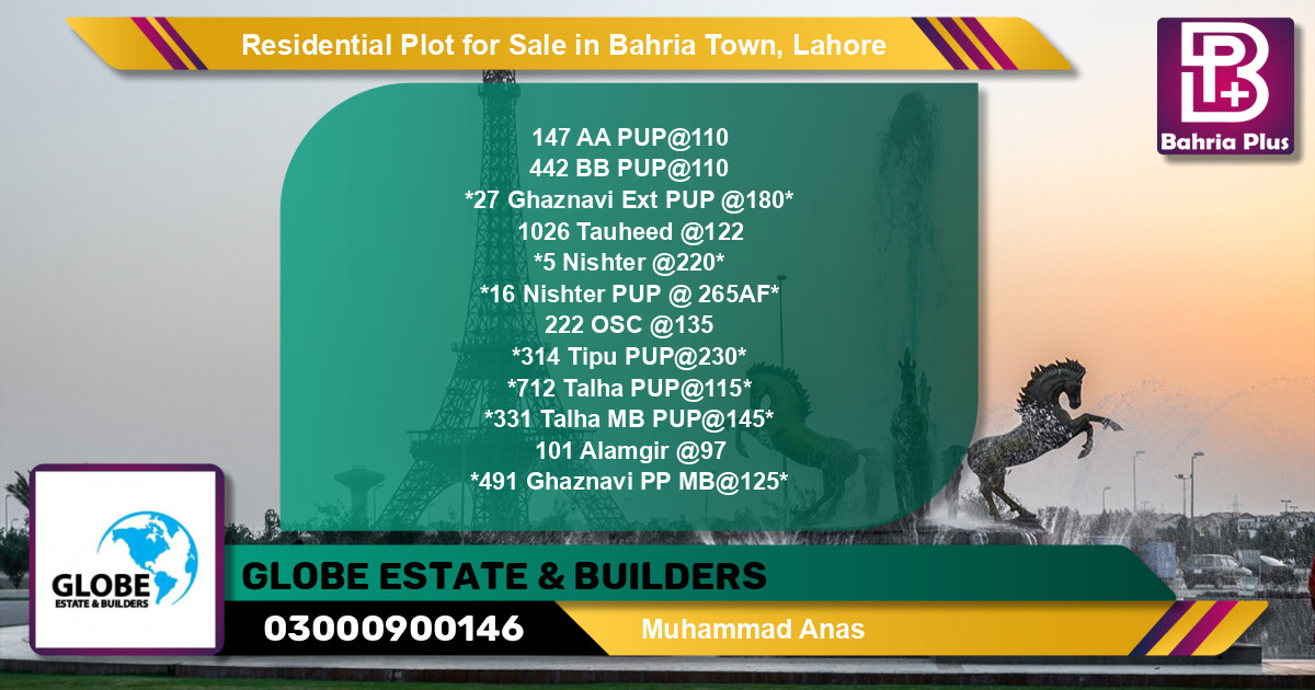 Residential Plot for Sale in Bahria Town, Lahore - (BP-135154)