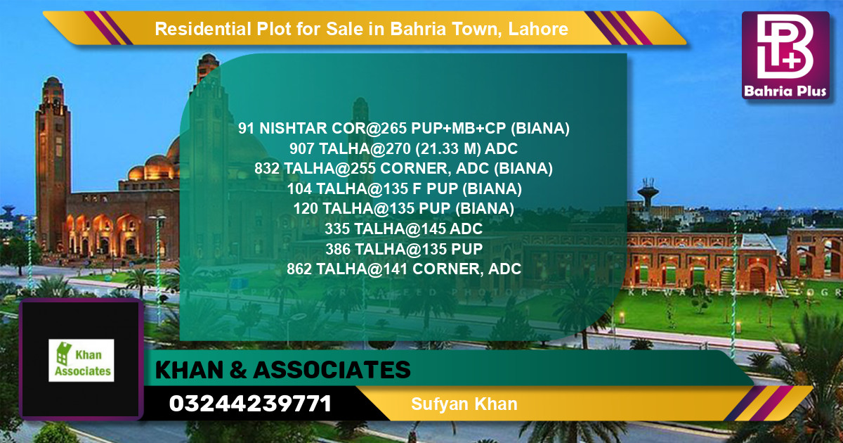 Residential Plot for Sale in Bahria Town, Lahore - (BP-135217)