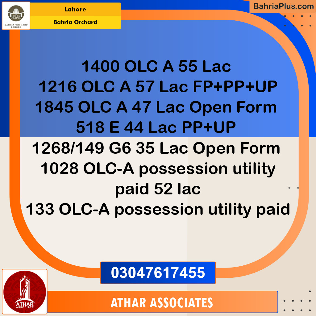 Residential Plot for Sale in OLC-A Block -  Bahria Orchard, Lahore - (BP-135236)
