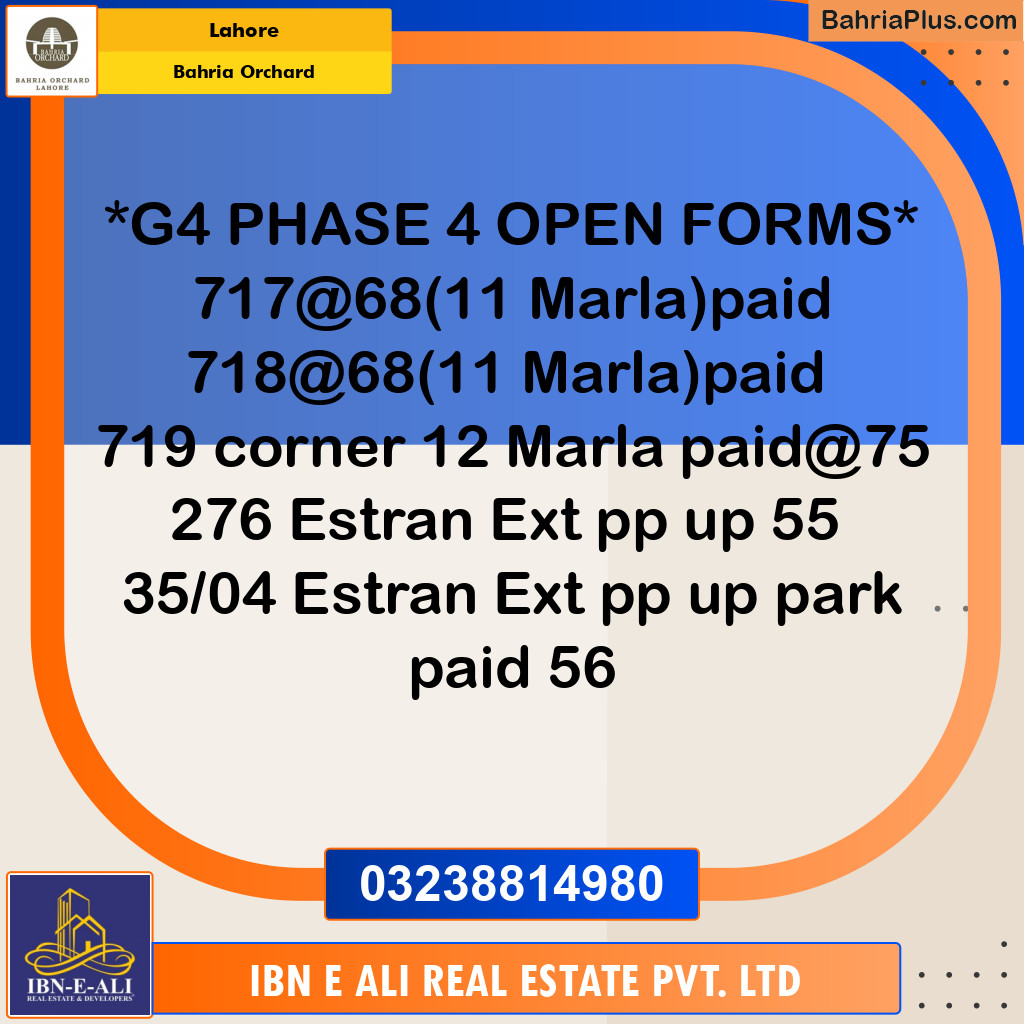 Residential Plot for Sale in Bahria Orchard, Lahore - (BP-135251)