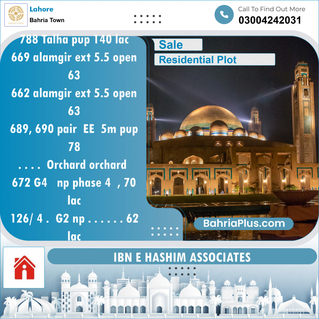 Residential Plot for Sale in Bahria Town, Lahore - (BP-135265)