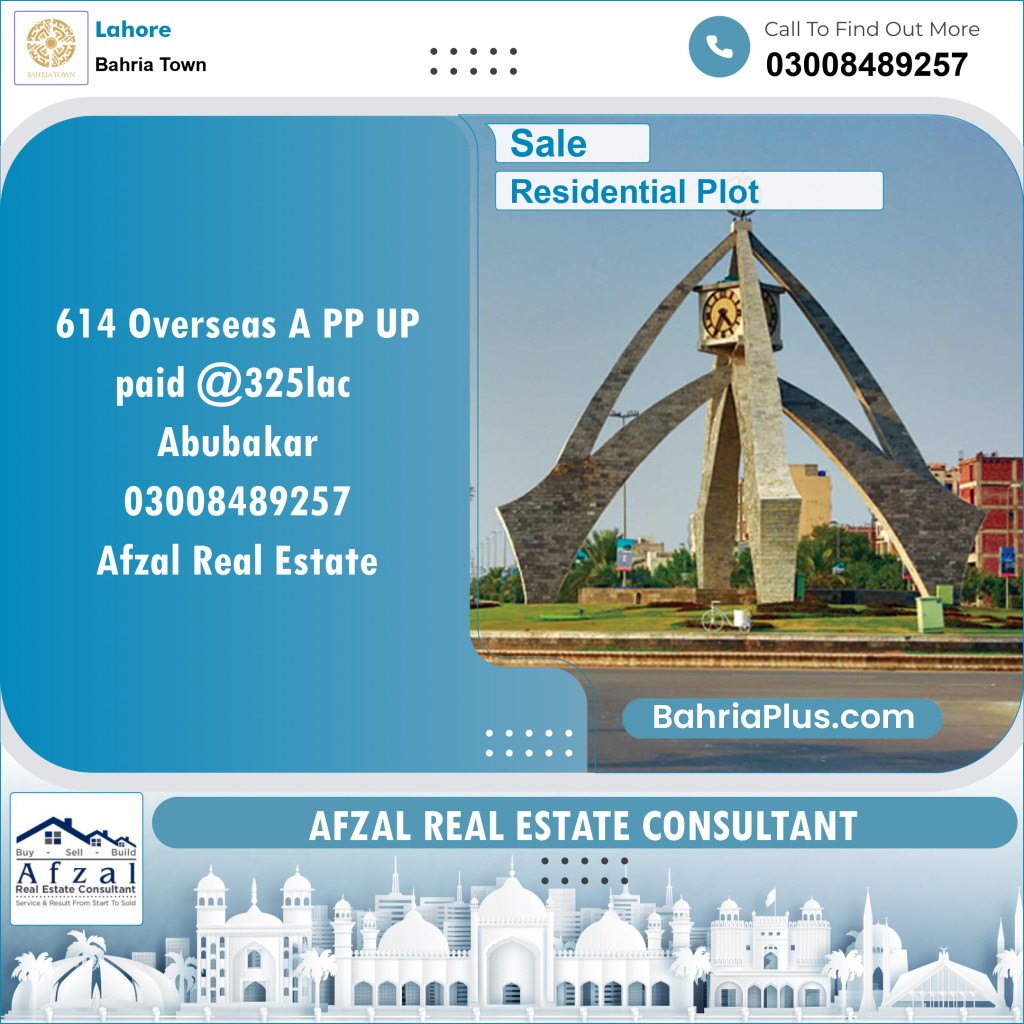 Residential Plot for Sale in Overseas A -  Bahria Town, Lahore - (BP-135290)