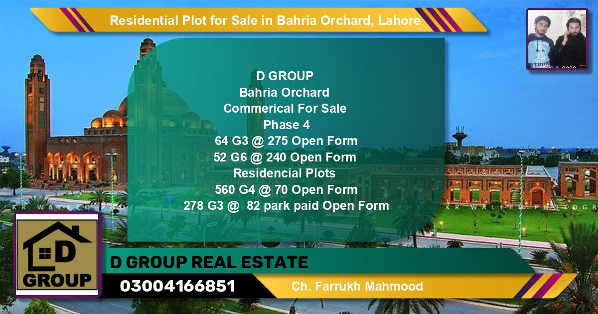 Residential Plot for Sale in Bahria Orchard, Lahore - (BP-135299)