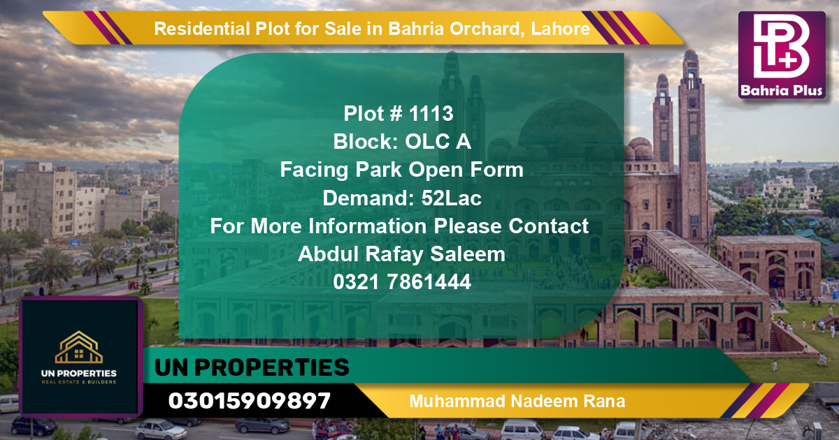 Residential Plot for Sale in Bahria Orchard, Lahore - (BP-135346)