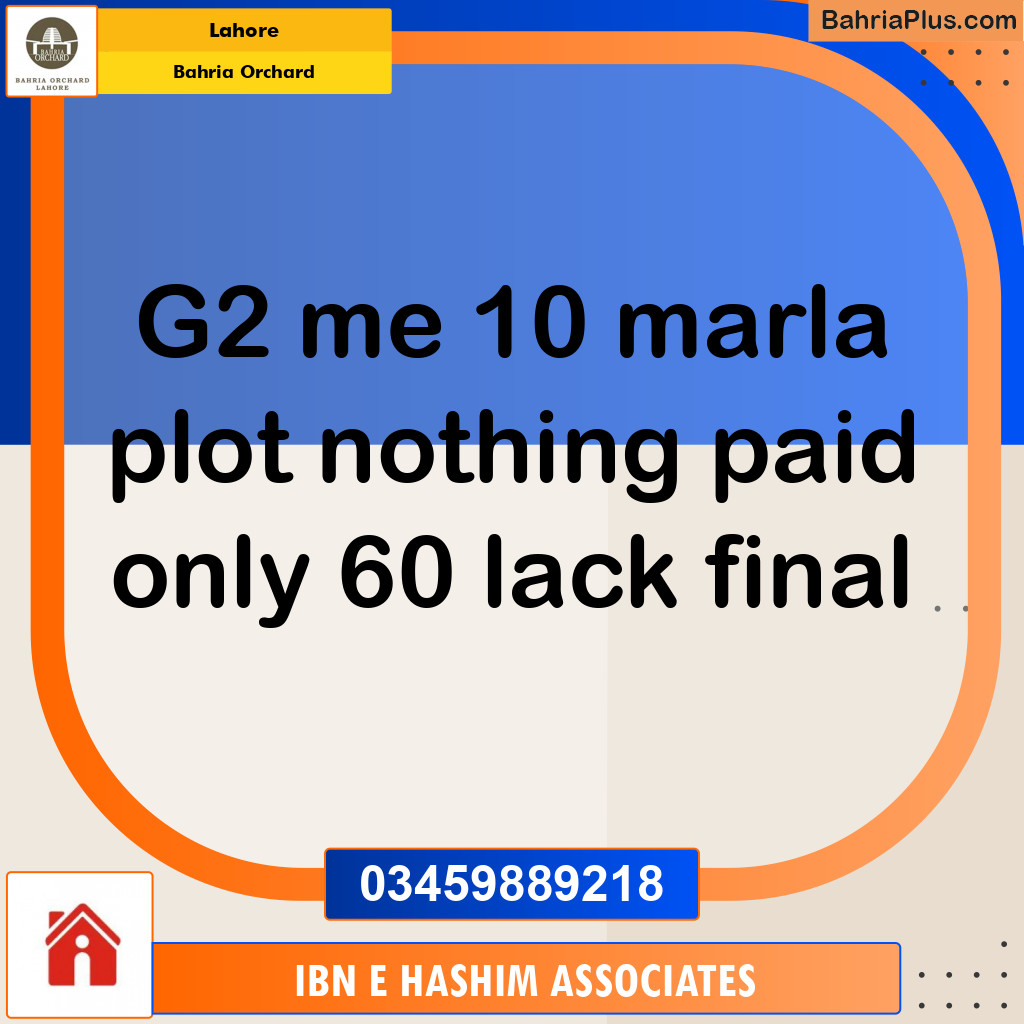 Residential Plot for Sale in Bahria Orchard, Lahore - (BP-135355)