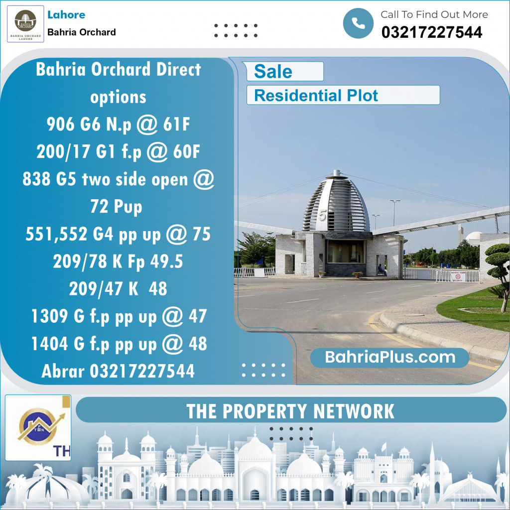 Residential Plot for Sale in Bahria Orchard, Lahore - (BP-135406)