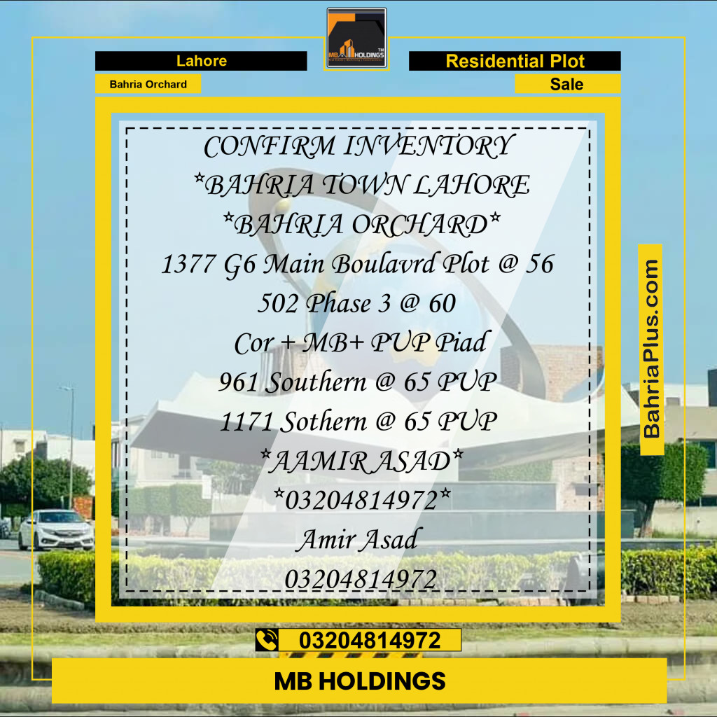 Residential Plot for Sale in Bahria Orchard, Lahore - (BP-135432)