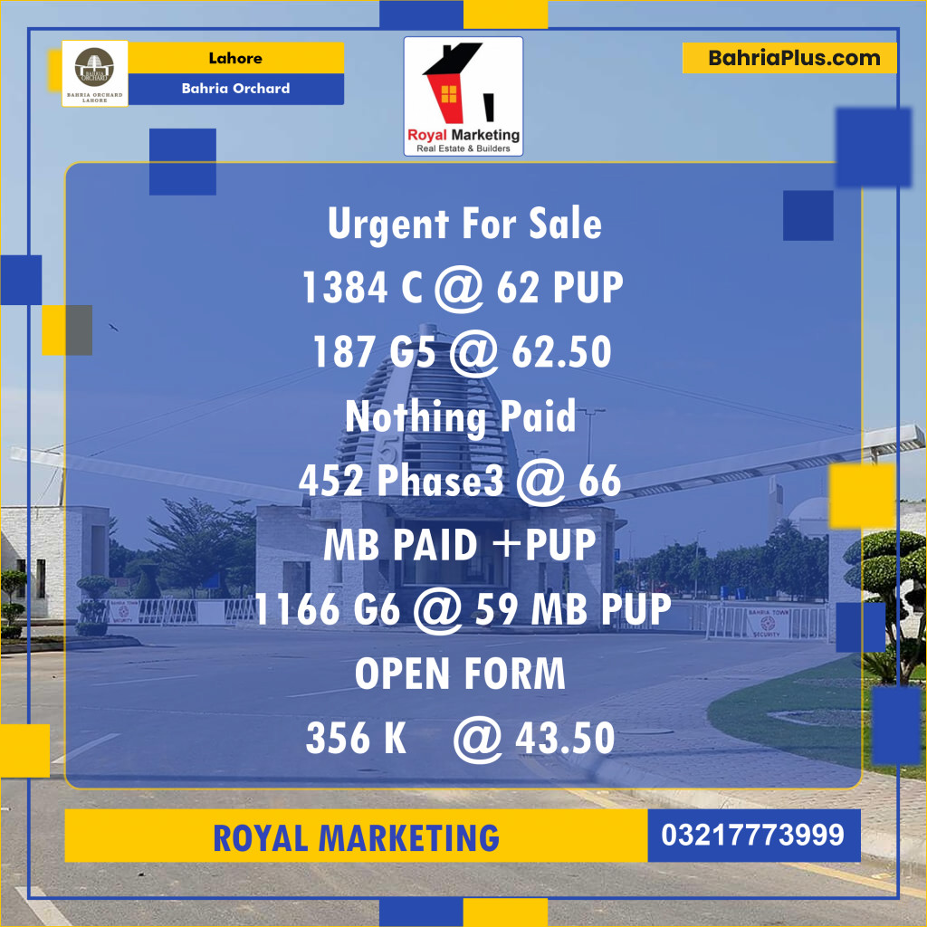 Residential Plot for Sale in Bahria Orchard, Lahore - (BP-135433)