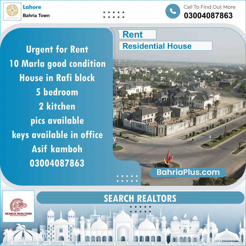 Residential House for Rent in Bahria Town, Lahore - (BP-135435)