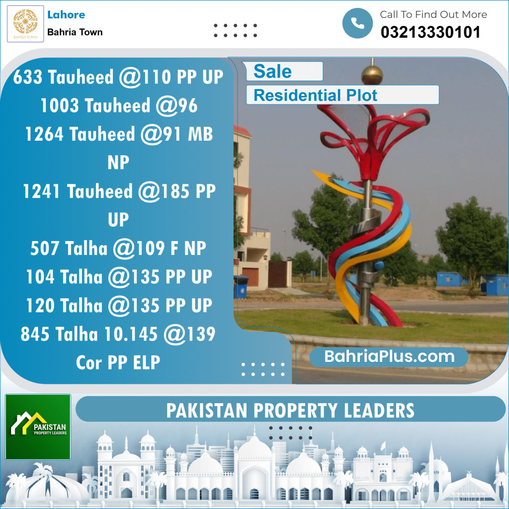 Residential Plot for Sale in Bahria Town, Lahore - (BP-135449)