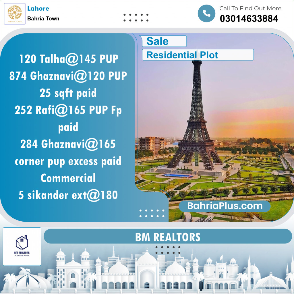 Residential Plot for Sale in Bahria Town, Lahore - (BP-135491)