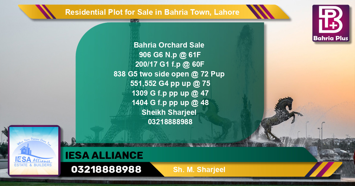 Residential Plot for Sale in Bahria Town, Lahore - (BP-135506)