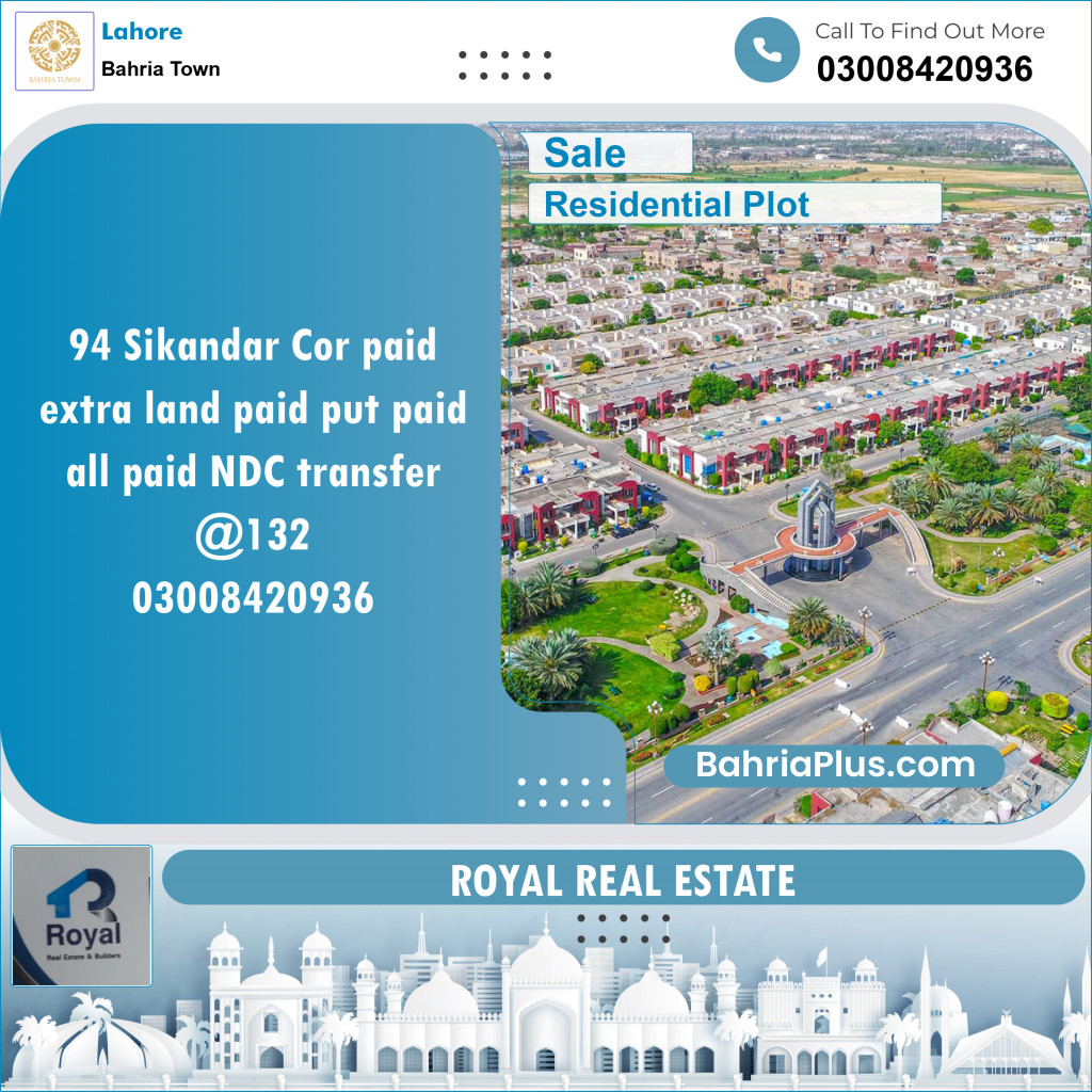 Residential Plot for Sale in Bahria Town, Lahore - (BP-135528)