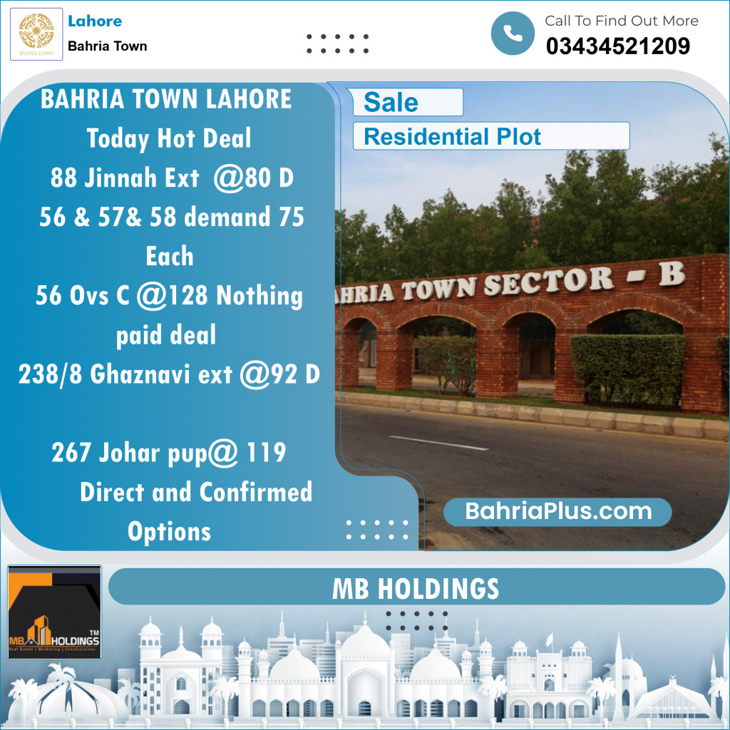 Residential Plot for Sale in Bahria Town, Lahore - (BP-135557)