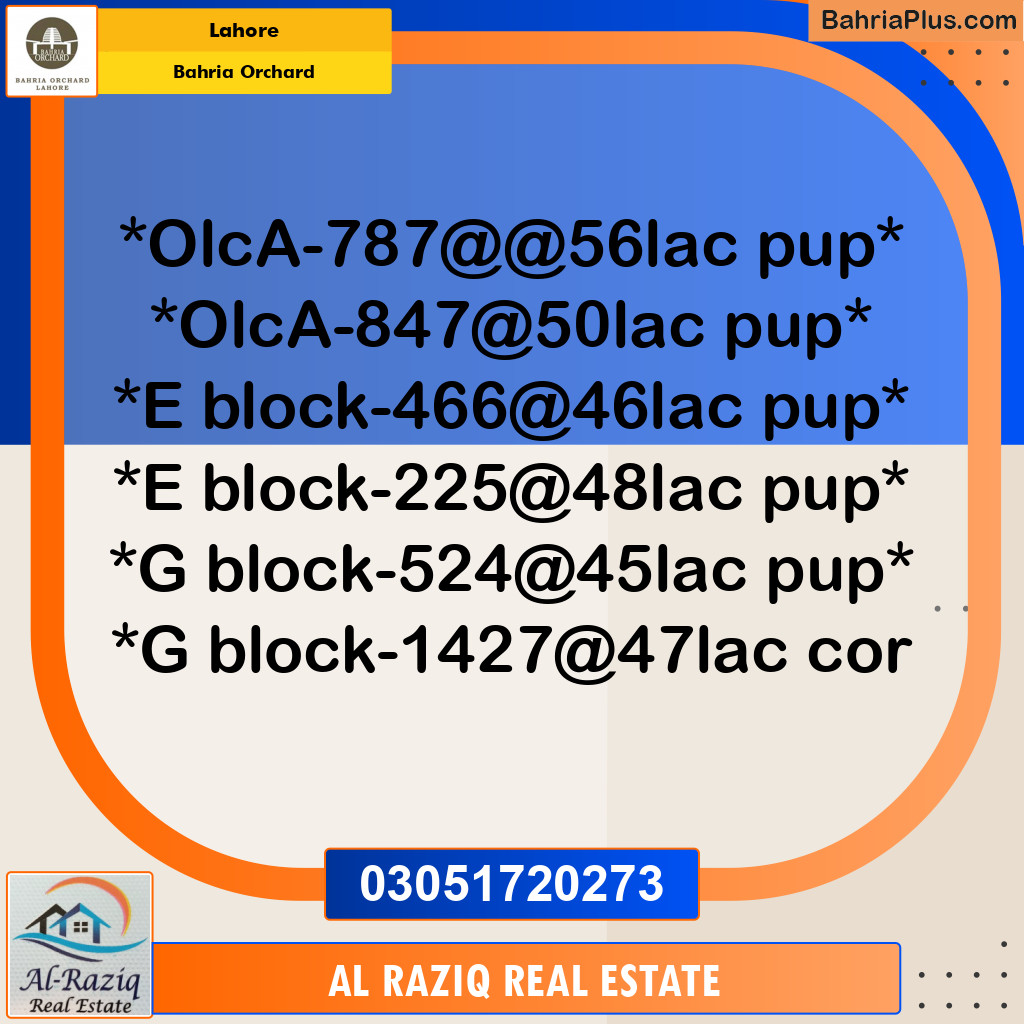 Residential Plot for Sale in OLC-A Block -  Bahria Orchard, Lahore - (BP-135558)
