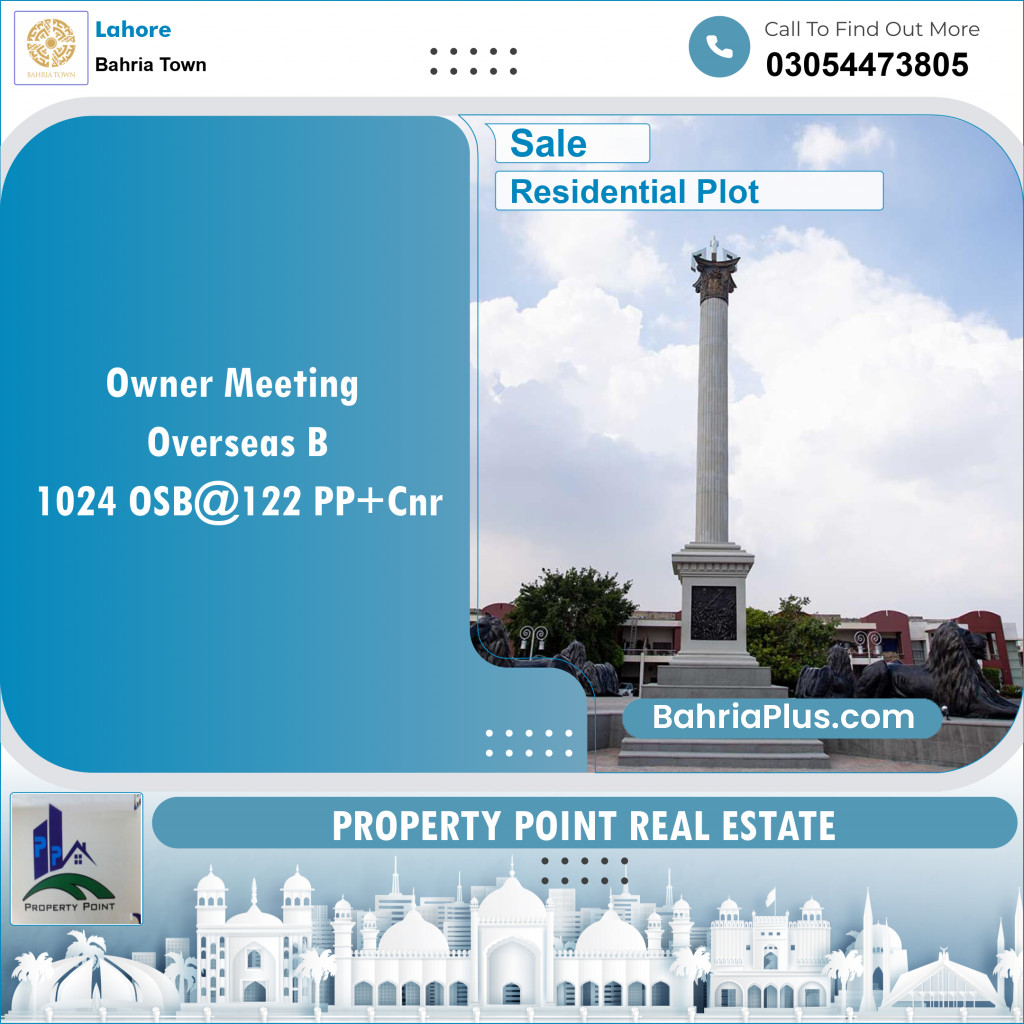 Residential Plot for Sale in Overseas B -  Bahria Town, Lahore - (BP-135569)