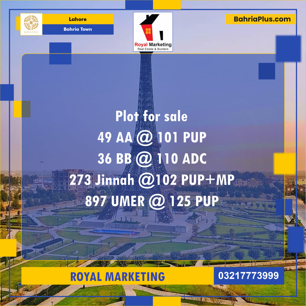 Residential Plot for Sale in Bahria Town, Lahore - (BP-135576)