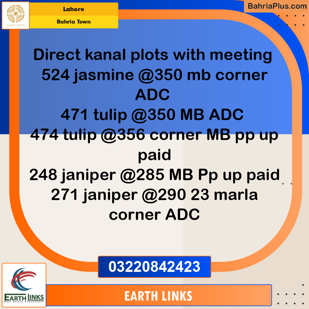 Residential Plot for Sale in Sector C - Jasmine Block -  Bahria Town, Lahore - (BP-135592)