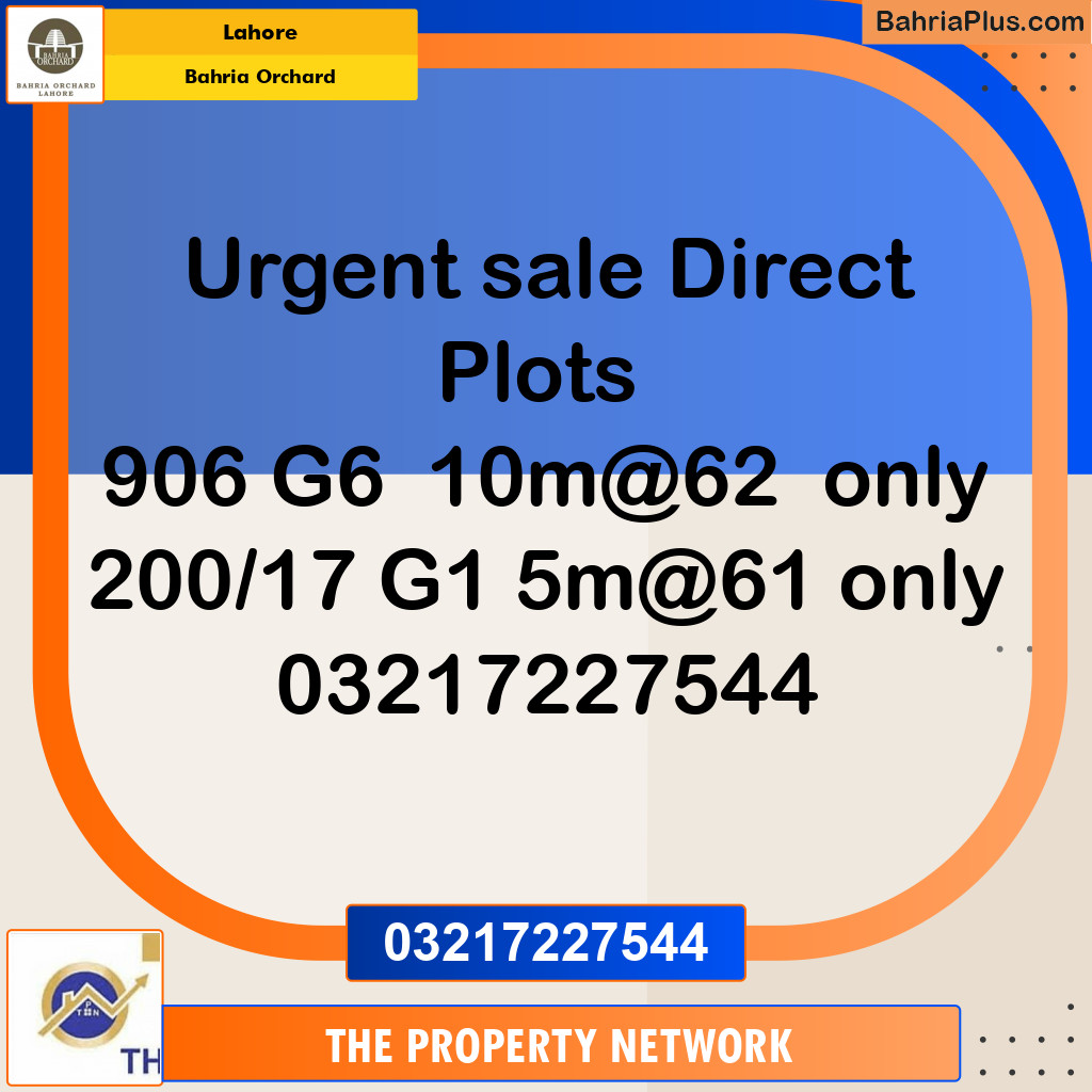 Residential Plot for Sale in Bahria Orchard, Lahore - (BP-135613)