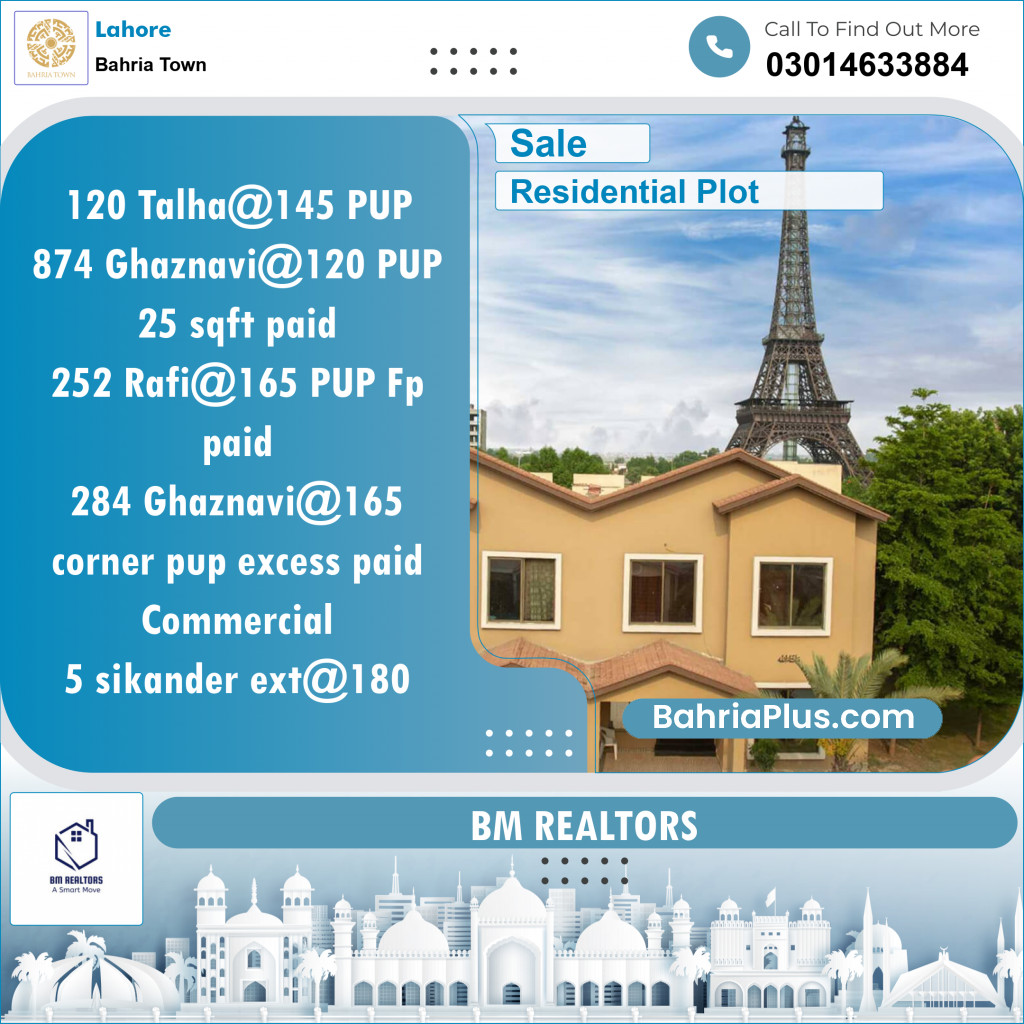 Residential Plot for Sale in Bahria Town, Lahore - (BP-135627)