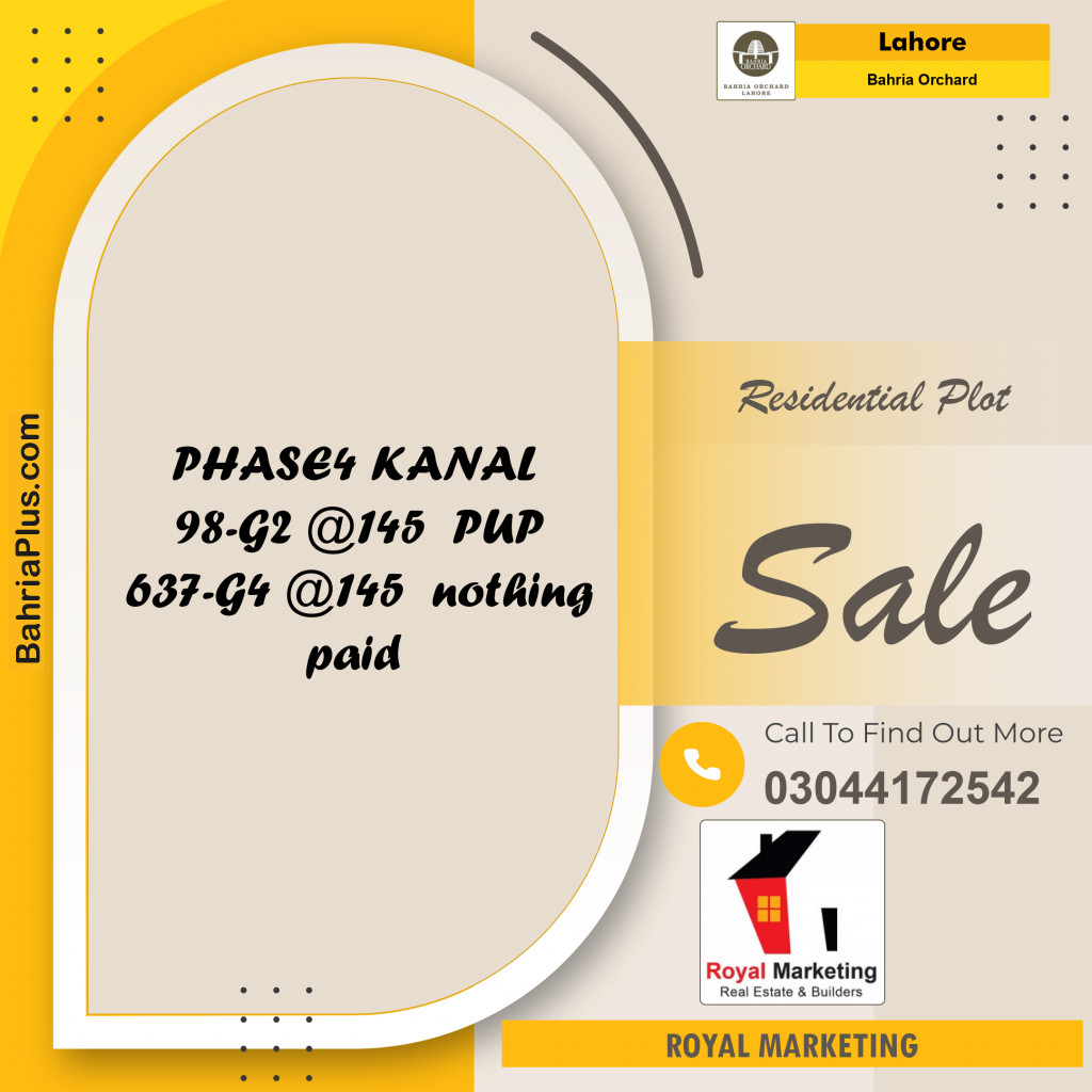 Residential Plot for Sale in Bahria Orchard, Lahore - (BP-135637)