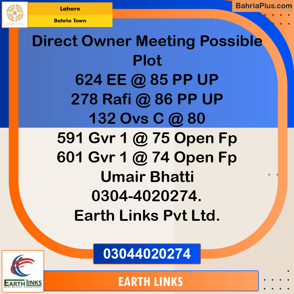 Residential Plot for Sale in Bahria Town, Lahore - (BP-135660)