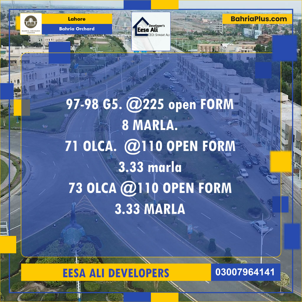 Commercial Plot for Sale in Bahria Orchard, Lahore - (BP-135687)