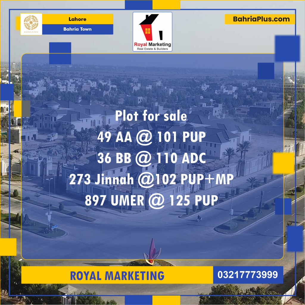 Residential Plot for Sale in Bahria Town, Lahore - (BP-135720)