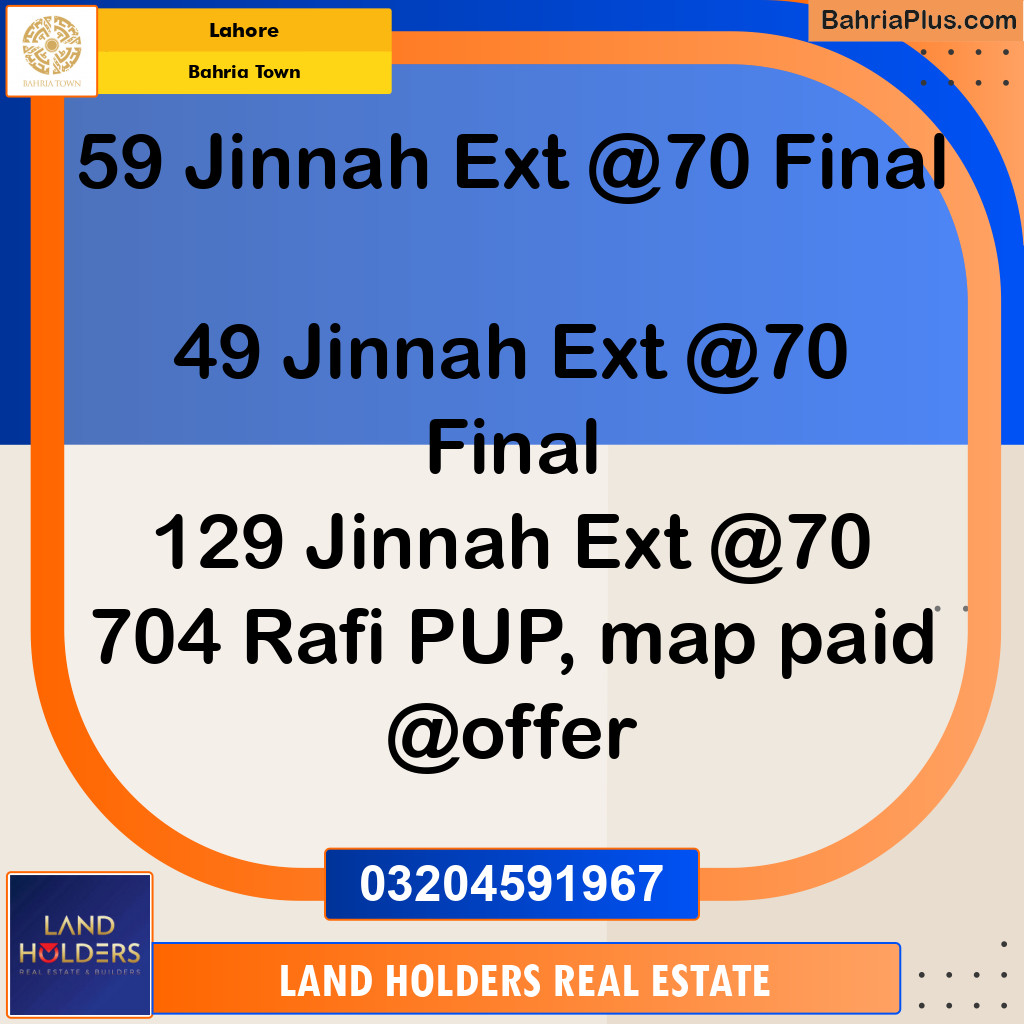 Residential Plot for Sale in Bahria Town, Lahore - (BP-135732)