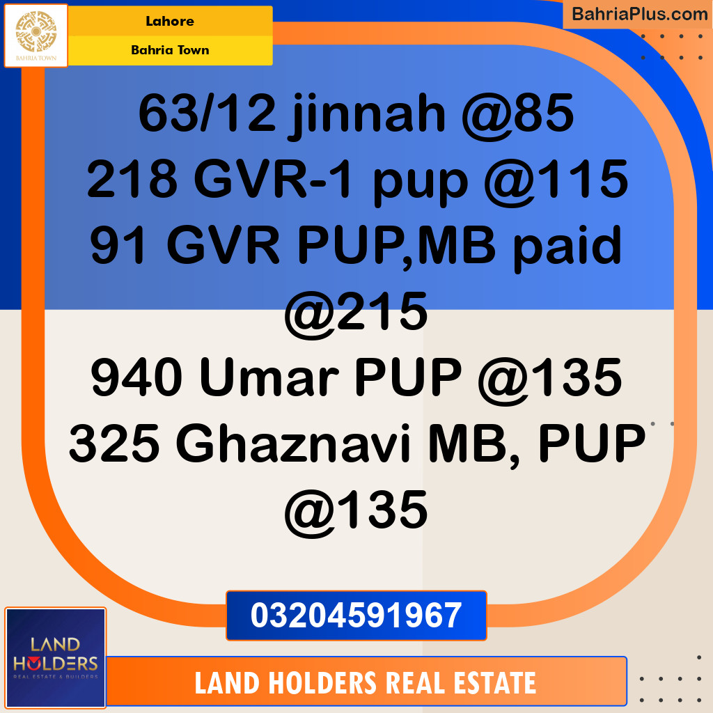Residential Plot for Sale in Bahria Town, Lahore - (BP-135733)