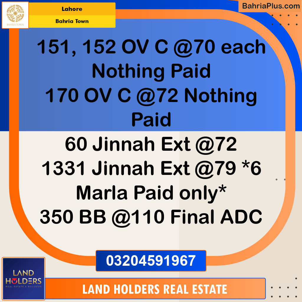 Residential Plot for Sale in Bahria Town, Lahore - (BP-135741)