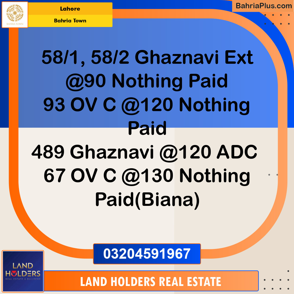 Residential Plot for Sale in Bahria Town, Lahore - (BP-135742)