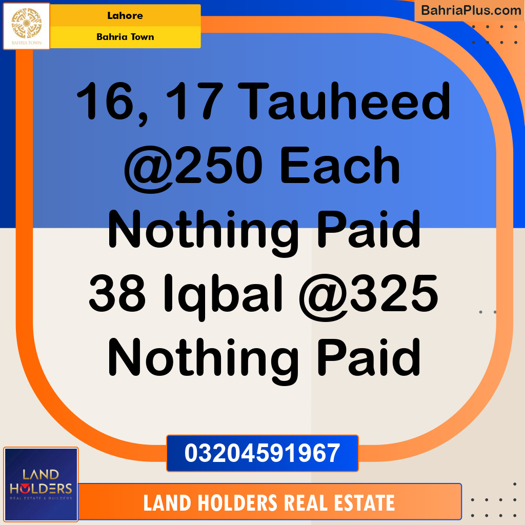 Commercial Plot for Sale in Bahria Town, Lahore - (BP-135746)