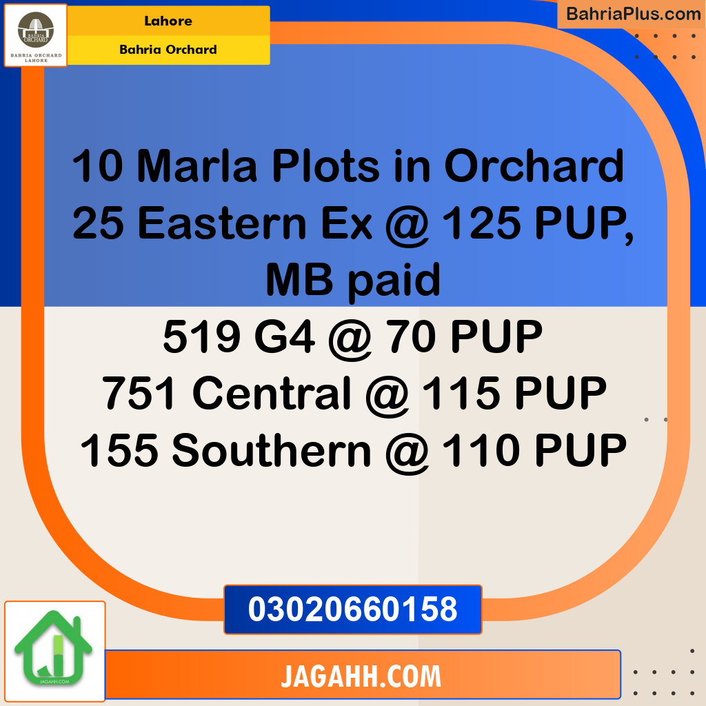 Residential Plot for Sale in Bahria Orchard, Lahore - (BP-135873)