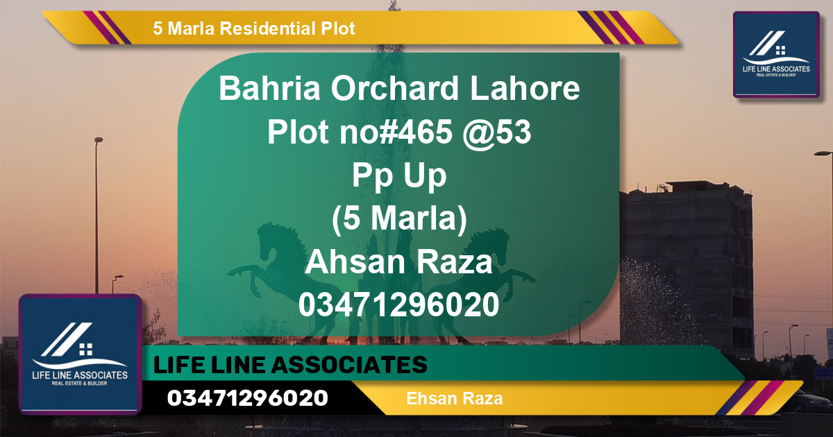 Residential Plot for Sale in Bahria Orchard, Lahore - (BP-135927)
