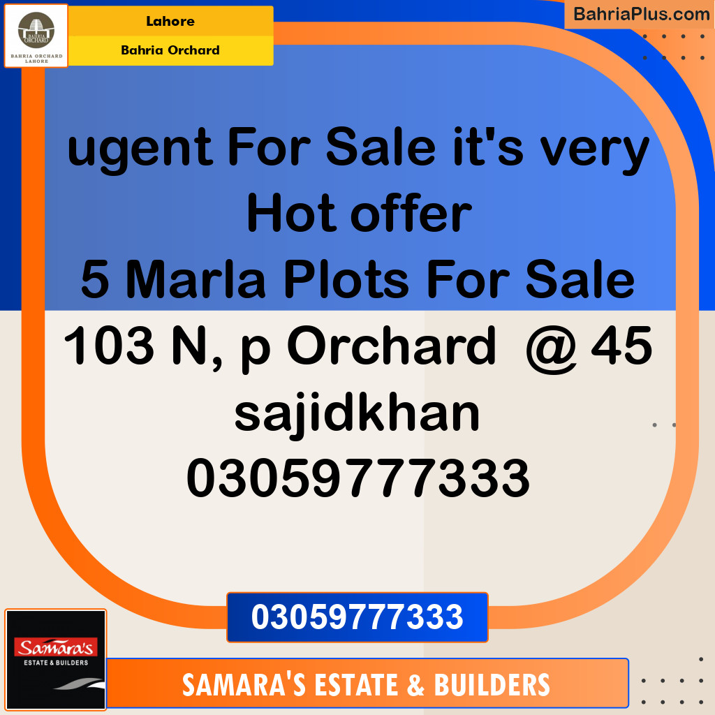 Residential Plot for Sale in Bahria Orchard, Lahore - (BP-135942)