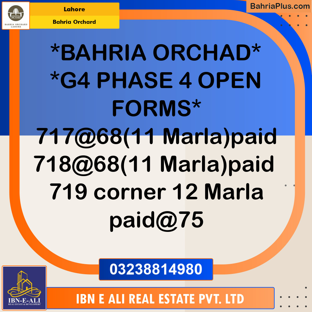 Residential Plot for Sale in Bahria Orchard, Lahore - (BP-136005)