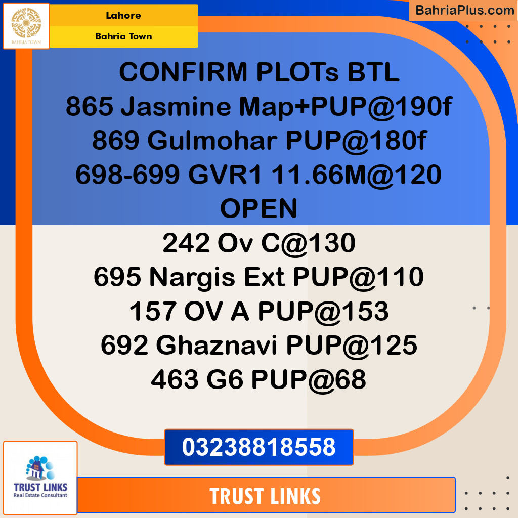 Residential Plot for Sale in Bahria Town, Lahore - (BP-136018)