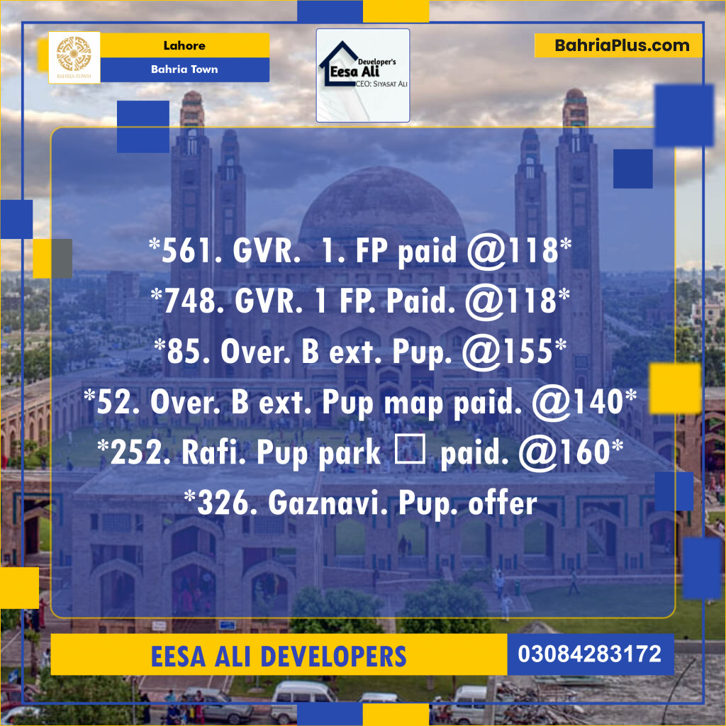 Residential Plot for Sale in Bahria Town, Lahore - (BP-136045)