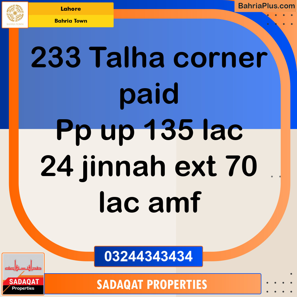 Residential Plot for Sale in Bahria Town, Lahore - (BP-136097)
