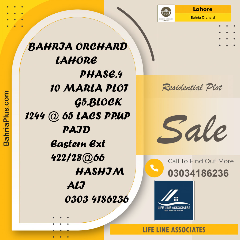 Residential Plot for Sale in Bahria Orchard, Lahore - (BP-136115)