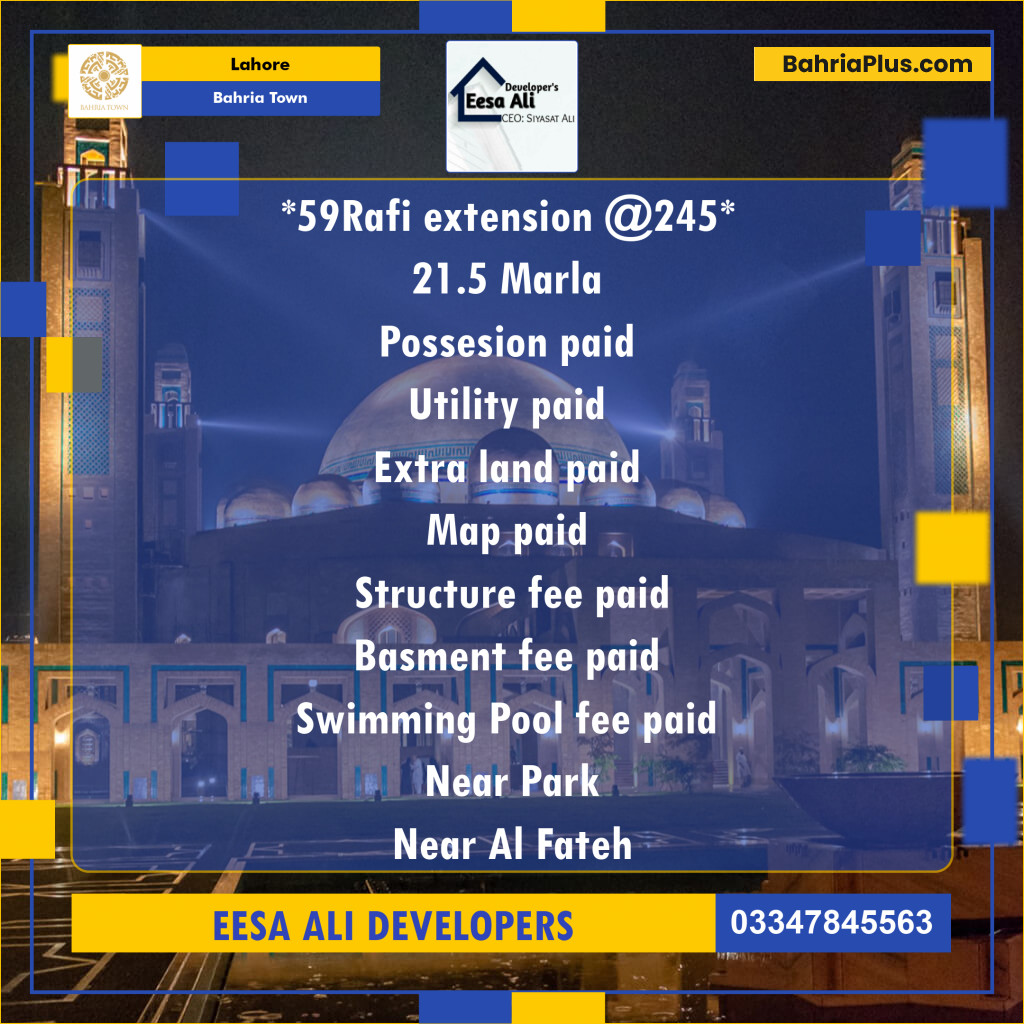 Residential Plot for Sale in Bahria Town, Lahore - (BP-136198)
