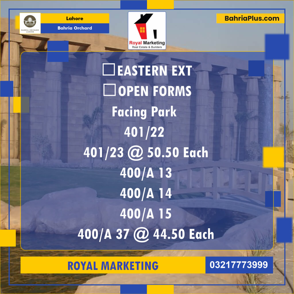Residential Plot for Sale in Bahria Orchard, Lahore - (BP-136218)